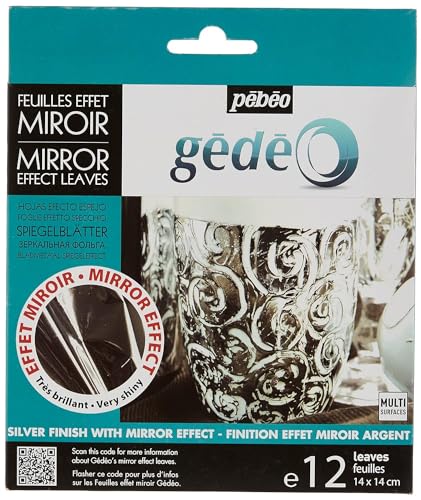 PEBEO 766550 Gédéo Blätter mit Spiegeleffekt, 12 Stück, Silber, 18.5 x 15.5 x 0.05 cm von Pebeo