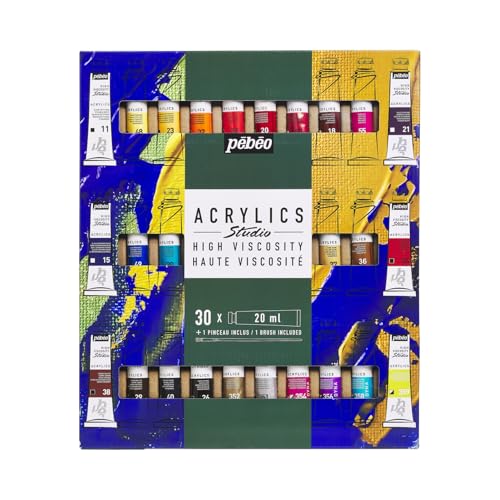 PEBEO 833436 Pébéo Studio Acrylics-Acrylfarben-Set, Ergänzende Farben, 30 x 20 ml + Pinsel PEBEO 833436 Pébéo Studio Acrylics-Acrylfarben-Set, Ergänzende Farben, 30 x 20 ml + Pinsel von Pebeo
