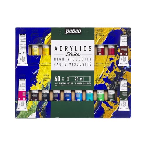 PEBEO 833446 Pébéo Studio Acrylics-Acrylfarben-Set, Ergänzende Farben, 40 x 20 ml + Pinsel PEBEO 833446 Pébéo Studio Acrylics-Acrylfarben-Set, Ergänzende Farben, 40 x 20 ml + Pinsel von Pebeo