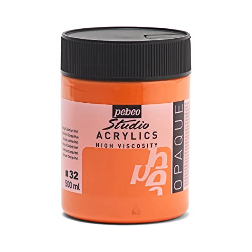 Pébéo Studio Acrylfarbe, 500 ml, Kadmiumorange, 171032, Imitation Kadmium Orange von Pébéo