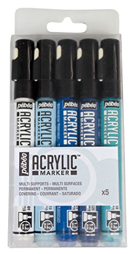 Pébéo 201213 Set 5 Marker Acryl Rundspitze 1,2 mm weiß/hellblau/cyan/blau Karibik/blau Nacht Pébéo 201213 Set 5 Marker Acryl Rundspitze 1,2 mm weiß/hellblau/cyan/blau Karibik/blau Nacht von Pebeo