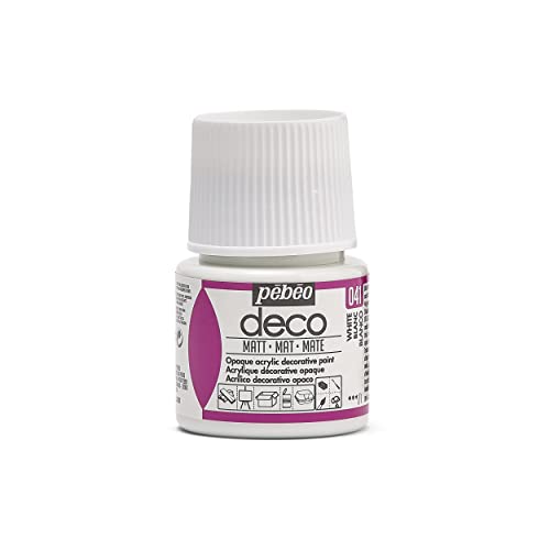 Pébéo 204041 Acrylfarbe, matt, 45 ml, Weiß, 1 Flasche von Pébéo