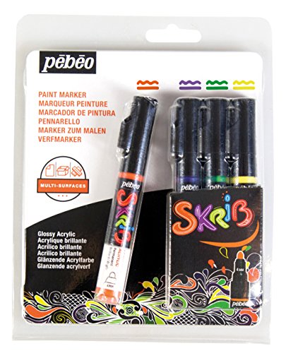 Pébéo 371102 Set skrib Paint 4 Marker Acryl Malerei Mehrfarbig 18,3 x 2,1 x 14,3 cm von Pébéo