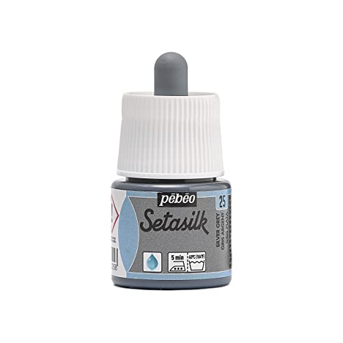 Pebeo 45 ml Setasilk Farbe für Seidenmalerei, Flasche, Silber-Grau von Pébéo