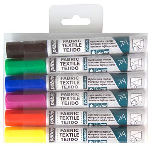 Pébéo 803501 7A Marker-Set, opak, verschiedene Basic Rundspitze, 4 mm, mehrfarbig, 6 Stück von Pébéo