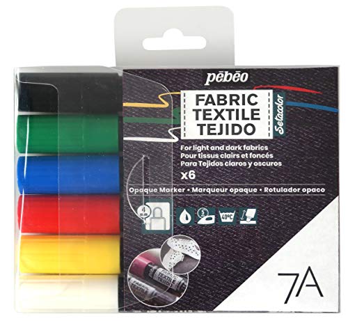 Pébéo 804501 7A Marker-Set, opak, Basic, runde Spitze, 4 mm, mehrfarbig, 6 Stück Pébéo 804501 7A Marker-Set, opak, Basic, runde Spitze, 4 mm, mehrfarbig, 6 Stück von Pebeo