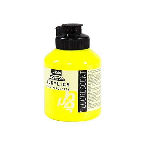 Pébéo - Acrylic Fine Studio Acrylics - Acrylfarbe für Künstler - Farbe für Profis und Anfänger - Leuchtende und pigmentierte Farbe - Fluoreszierendes Gelb - 500 ml von PEBEO