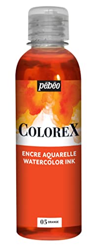 Pébéo - Colorex Tinte 250 ML Orange - Colorex Aquarell Tinte Pébéo - Orange Tinte mit samtigem Finish - Zeichentusche Multi-Tool Alle Medien - 250 ML - Orange von Pébéo