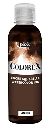 Pébéo - Colorex Tinte 250 ML Sepia - Colorex Aquarell Tinte Pébéo - Sepia Tinte mit samtigem Finish - Zeichentusche Multi-Tool Alle Medien - 250 ML - Sepia von Pébéo