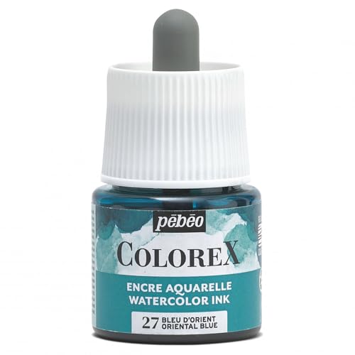 Pébéo - Colorex Tinte 45 ML Bleu D'orient - Colorex Aquarell Tinte Pébéo - Bleu D'orient Tinte mit samtigem Finish - Zeichentusche Multi-Tool Alle Medien - 45 ML - Bleu D'orient von Pebeo