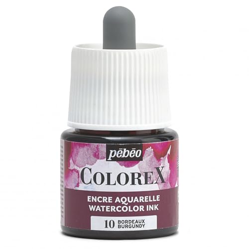 Pébéo - Colorex Tinte 45 ML Bordeaux - Colorex Aquarell Tinte Pébéo - Bordeaux Tinte mit samtigem Finish - Zeichentusche Multi-Tool Alle Medien - 45 ML - Bordeaux von Pébéo