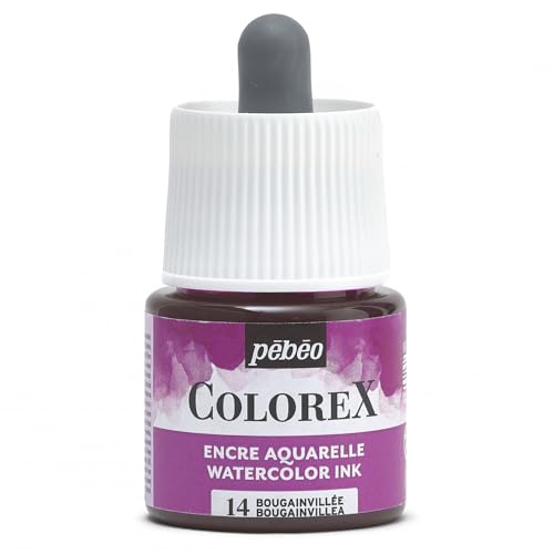 Pébéo - Colorex Tinte 45 ML Bougainvillea - Colorex Aquarell Tinte Pébéo - Bougainvillea Tinte mit samtigem Finish - Zeichentusche Multi-Tool Alle Medien - 45 ML - Bougainvillea von Pébéo