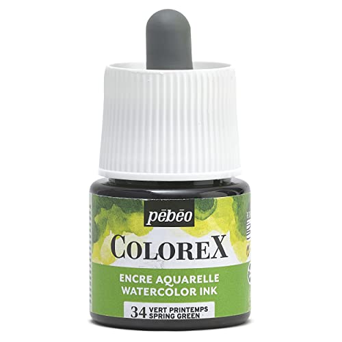 Pébéo - Colorex Tinte 45 ML Frühlingsgrün - Colorex Aquarell Tinte Pébéo - Frühlingsgrün Tinte mit samtigem Finish - Zeichentusche Multi-Tool Alle Medien - 45 ML - Frühlingsgrün von Pébéo