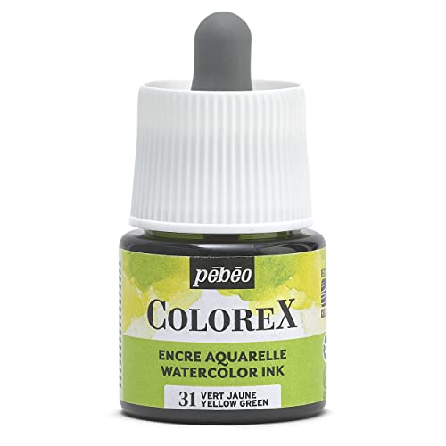 Pébéo - Colorex Tinte 45 ML Grün Gelb - Colorex Aquarell Tinte Pébéo - Grün Gelb Tinte mit samtigem Finish - Zeichentusche Multi-Tool Alle Medien - 45 ML - Grün Gelb von Pébéo