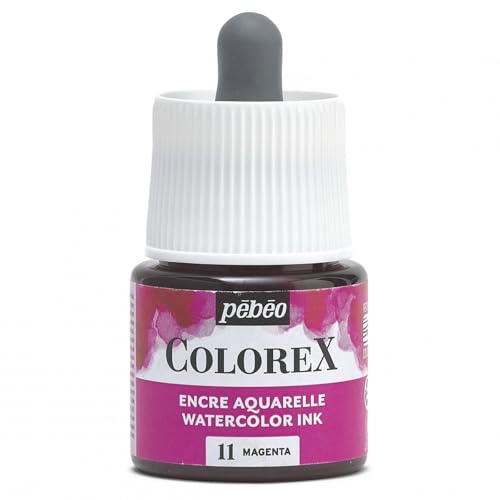 Pébéo - Colorex Tinte 45 ML Magenta - Colorex Aquarell Tinte Pébéo - Magenta Tinte mit samtigem Finish - Zeichentusche Multi-Tool Alle Medien - 45 ML - Magenta von Pébéo