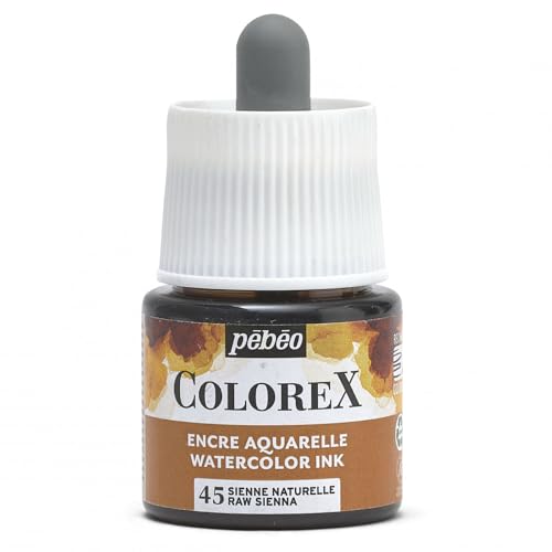 Pébéo - Colorex Tinte 45 ML Natürliche Siena - Colorex Aquarell Tinte Pébéo - Natürliche Siena Tinte mit samtigem Finish - Zeichentusche Multi-Tool Alle Medien - 45 ML - Natürliche Siena von Pébéo