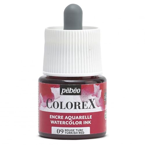 Pébéo - Colorex Tinte 45 ML Türkisch Rot - Colorex Aquarell Tinte Pébéo - Türkisch Rot Tinte mit samtigem Finish - Zeichentusche Multi-Tool Alle Medien - 45 ML - Türkisch Rot von Pébéo