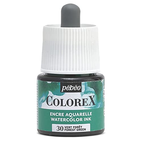 Pébéo - Colorex Tinte 45 ML Waldgrün - Colorex Aquarell Tinte Pébéo - Waldgrün Tinte mit samtigem Finish - Zeichentusche Multi-Tool Alle Medien - 45 ML - Waldgrün von Pébéo