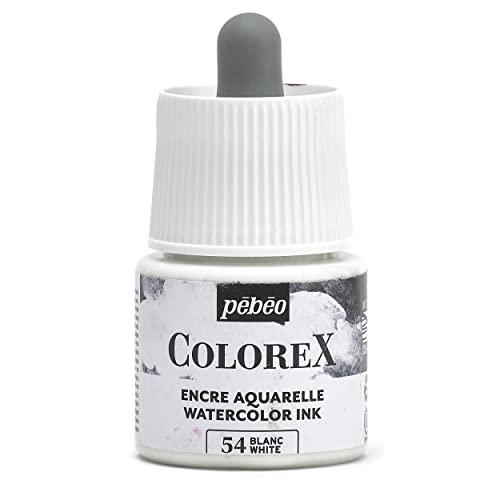 Pébéo - Colorex Tinte 45 ML Weiß - Colorex Aquarell Tinte Pébéo - Weiß Tinte mit samtigem Finish - Zeichentusche Multi-Tool Alle Medien - 45 ML - Weiß von Pébéo