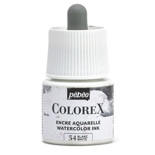 Pébéo - Colorex Tinte 45 ML Weiß - Colorex Aquarell Tinte Pébéo - Weiß Tinte mit samtigem Finish - Zeichentusche Multi-Tool Alle Medien - 45 ML - Weiß von Pébéo