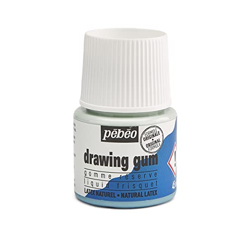 Pébéo - Drawing Gum - Gummi Flüssigkeit zum Malen Abziehbar - Gummi für das Maskieren für Tinte, Aquarellfarben, Gouache - 45 ml Flakon, 033000, Blau von Pébéo