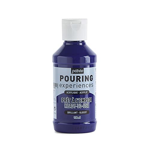 Pébéo Pouring Experiences Acrylfarbe zum Gießen-Gebrauchsfertig und Vorgemischt-Ideal für Fluid Art, acryl, Cyanblau, 118 ml, 118 Milliliter von Pébéo