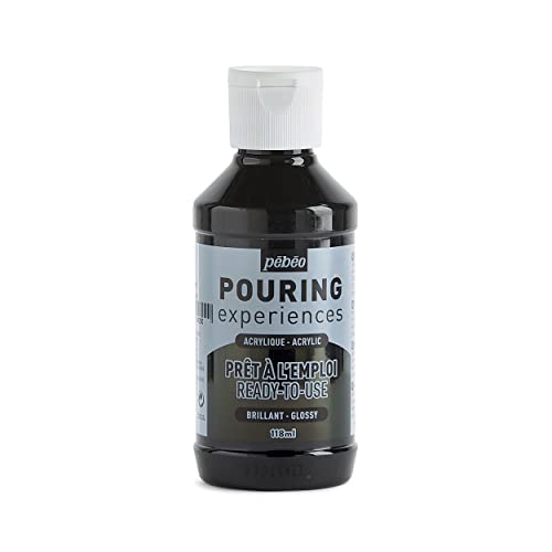 Pébéo Pouring Experiences Acrylfarbe zum Gießen-Gebrauchsfertig und Vorgemischt-Ideal für Fluid Art, Acryl, Elfenbeinschwarz, 118 ml, 118 Milliliter von Pebeo