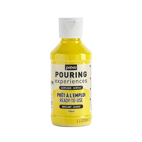 Pébéo Pouring Experiences Acrylfarbe zum Gießen-Gebrauchsfertig und Vorgemischt-Ideal für Fluid Art, acryl, Primärgelb, 118 ml, 118 Milliliter von Pébéo
