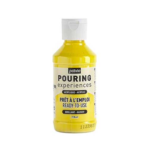 Pébéo Pouring Experiences Acrylfarbe zum Gießen-Gebrauchsfertig und Vorgemischt-Ideal für Fluid Art, acryl, Primärgelb, 118 ml, 118 Milliliter von Pebeo