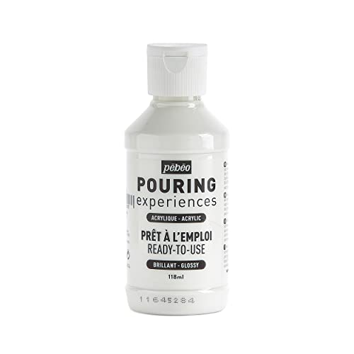 Pébéo Pouring Experiences Acrylfarbe zum Gießen-Gebrauchsfertig und Vorgemischt-Ideal für Fluid Art, Acryl, Titanweiß, 118 ml, 118 Milliliter von Pébéo