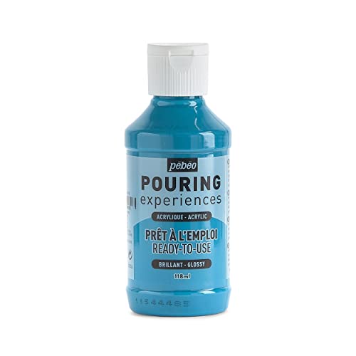 Pébéo Pouring Experiences Acrylfarbe zum Gießen-Gebrauchsfertig und Vorgemischt-Ideal für Fluid Art, Türkisblau, 118 ml, 118 Milliliter von Pébéo