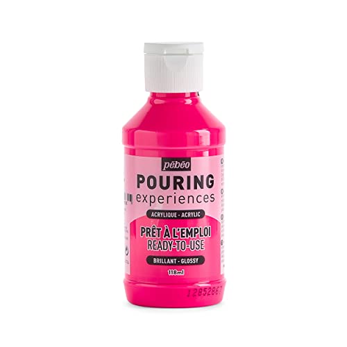Pébéo Pouring Experiences Acrylfarbe zum Gießen-Gebrauchsfertig und Vorgemischt-Ideal für Fluid Art, acryl, Fluoreszierendes Rosa, 118 ml, 118 Milliliter von Pébéo
