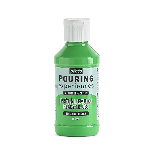 Pébéo Pouring Experiences Acrylfarbe zum Gießen-Gebrauchsfertig und Vorgemischt-Ideal für Fluid Art, acryl, Grün Licht, 118 ml, 118 Milliliter von Pébéo