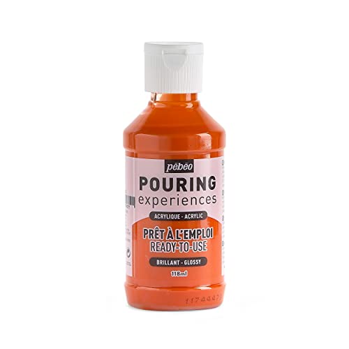 Pébéo Pouring Experiences Acrylfarbe zum Gießen-Gebrauchsfertig und Vorgemischt-Ideal für Fluid Art, acryl, Orange, 118 ml, 118 Milliliter von Pébéo