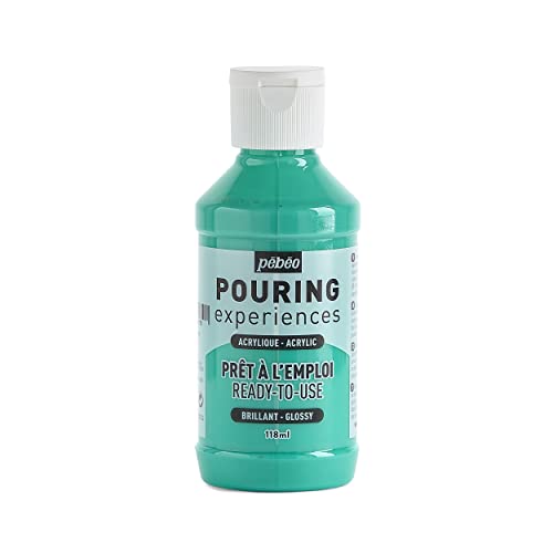 Pébéo Pouring Experiences Acrylfarbe zum Gießen-Gebrauchsfertig und Vorgemischt-Ideal für Fluid Art, acryl, Wassergrün, 118 ml, 118 Milliliter von Pébéo