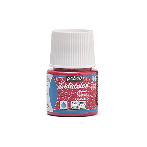 Pebeo Setacolor Textilfarbe, Glitzer, 45 ml, rubinrot/Ruby von Pébéo