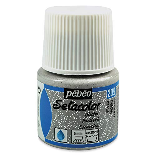 Pebeo Setacolor Textilfarbe/Stoffmalfarbe, mit Glitzereffekt, 45 ml, silberfarben von Pébéo