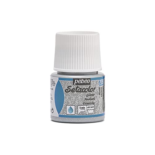 Pebeo Setacolor Textilfarbe/Stoffmalfarbe, mit Glitzereffekt, 45 ml, silberfarben von Pébéo