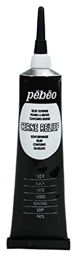 Pebeo Vitrail Cerne Relief Glasmalfarbe/Konturenpaste, Tube mit Tülle, Buntglaseffekt, 37 ml, Schwarz von Pebeo
