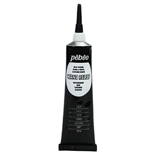 Pebeo Vitrail Cerne Relief Glasmalfarbe/Konturenpaste, Tube mit Tülle, Buntglaseffekt, 37 ml, Schwarz von Pebeo