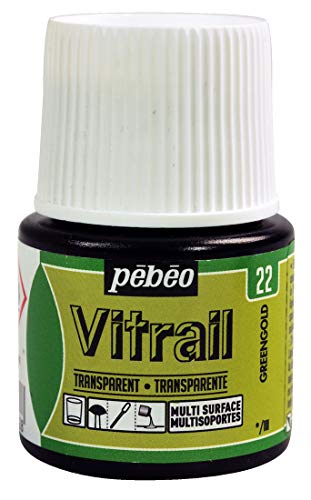 Pebeo Vitrail Glasmalfarbe, Buntglaseffekt, 45 ml, Grüngold von Pebeo
