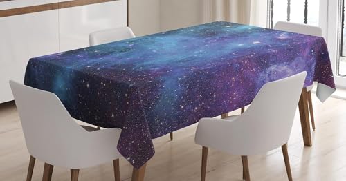 Pechiwuo Tischdecke Outdoor Galaxie Wetterfest Tischdecke Abwaschbar 3D Himmelskörper Tischdecken Polyester Wasserdicht Tischwäsche für Küche Wohnzimmer Esszimmer Balkon Garten, 140x240 cm 2905v von Pechiwuo
