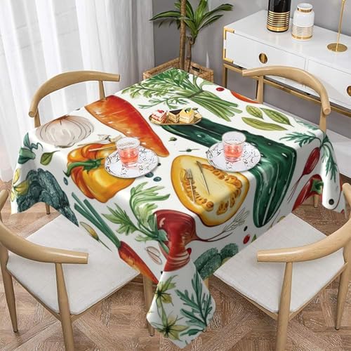 Pechiwuo Tischdecke Outdoor Gemüse Wetterfest Tischdecke Abwaschbar 3D Gemüse Tischdecken Polyester Wasserdicht Tischwäsche für Garten Küche Party Biertisch, 90x90 cm 433p von Pechiwuo