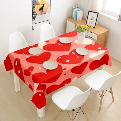 Pechiwuo Tischdecke Outdoor Herz Wetterfest Tischdecke Abwaschbar 3D Liebe Tischdecken Polyester Wasserdicht Tischwäsche für Garten Küche Party Biertisch, 90x90 cm 3511v von Pechiwuo