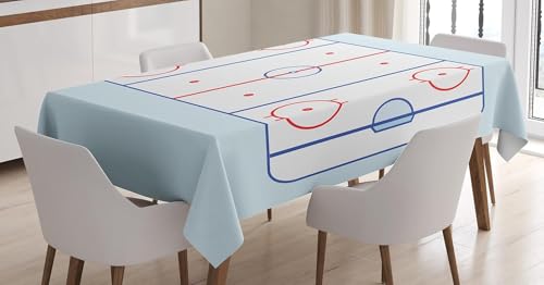 Pechiwuo Tischdecke Outdoor Hockey Wetterfest Tischdecke Abwaschbar 3D Hellblau Tischdecken Polyester Wasserdicht Tischwäsche für Garten Home Küche Speisetisch, 100x140 cm 5556v von Pechiwuo