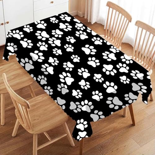 Pechiwuo Tischdecke Outdoor Hundepfotenabdrücke Wetterfest Tischdecke Abwaschbar 3D Schwarz-Weiß Tischdecken Polyester Wasserdicht Tischwäsche für Garten Küche Party Biertisch, 140x140 cm 779v Pechiwuo Tischdecke Outdoor Hundepfotenabdrücke Wetterfest Tischdecke Abwaschbar 3D Schwarz-Weiß Tischdecken Polyester Wasserdicht Tischwäsche für Garten Küche Party Biertisch, 140x140 cm 779v von Pechiwuo