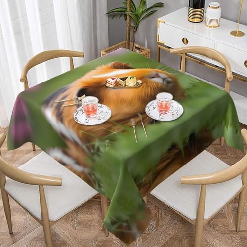 Pechiwuo Tischdecke Outdoor Meerschweinchen Wetterfest Tischdecke Abwaschbar 3D Tiere Tischdecken Polyester Wasserdicht Tischwäsche für Garten Home Küche Speisetisch, 100x140 cm 4800v von Pechiwuo