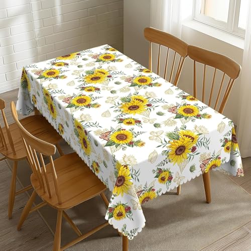 Pechiwuo Tischdecke Outdoor Sonnenblume Wetterfest Tischdecke Abwaschbar 3D Blume Tischdecken Polyester Wasserdicht Tischwäsche für Garten Küche Party Biertisch, 140x140 cm 473v Pechiwuo Tischdecke Outdoor Sonnenblume Wetterfest Tischdecke Abwaschbar 3D Blume Tischdecken Polyester Wasserdicht Tischwäsche für Garten Küche Party Biertisch, 140x140 cm 473v von Pechiwuo