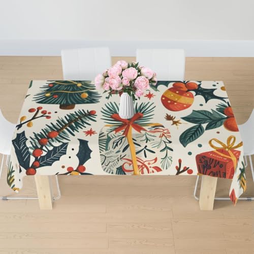 Pechiwuo Tischdecke Outdoor Weihnachten Wetterfest Tischdecke Abwaschbar 3D Weihnachten Tischdecken Polyester Wasserdicht Tischwäsche für Garten Küche Party Biertisch, 140x140 cm 338p von Pechiwuo