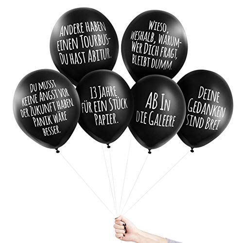 Pechkeks 4501004 Anti-Party-Ballons, schwarze Luftballons mit schrägen Sprüchen, Abitur-Set, schwarz von Pechkeks